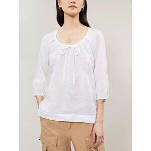 The White Company 100% Linen Long Sleeve Blouse 6 White Breathable Quiet Luxury